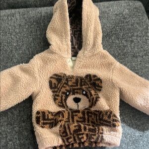 Fendi Teddy Bear Hoodie - Cream and Brown